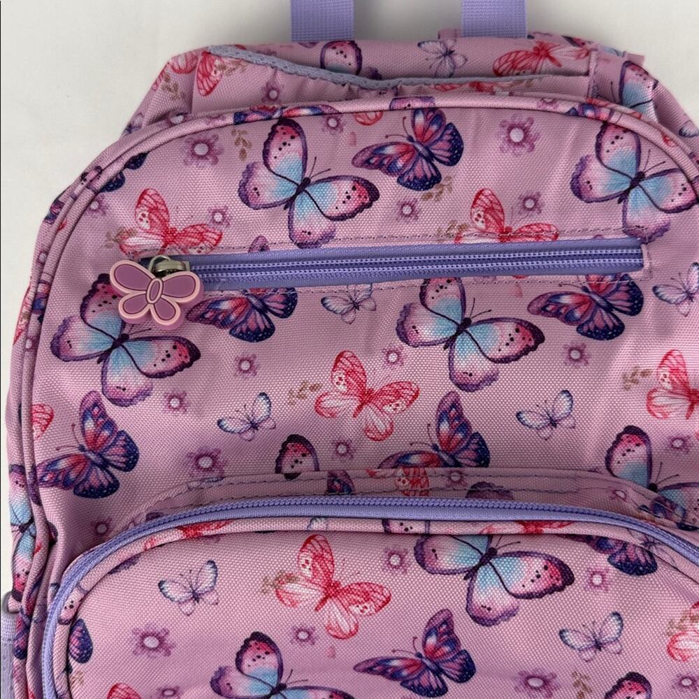 NWOT Purple & Pink Butterfly Print Kids 3-8 years old Backpack - Picture 8 of 13